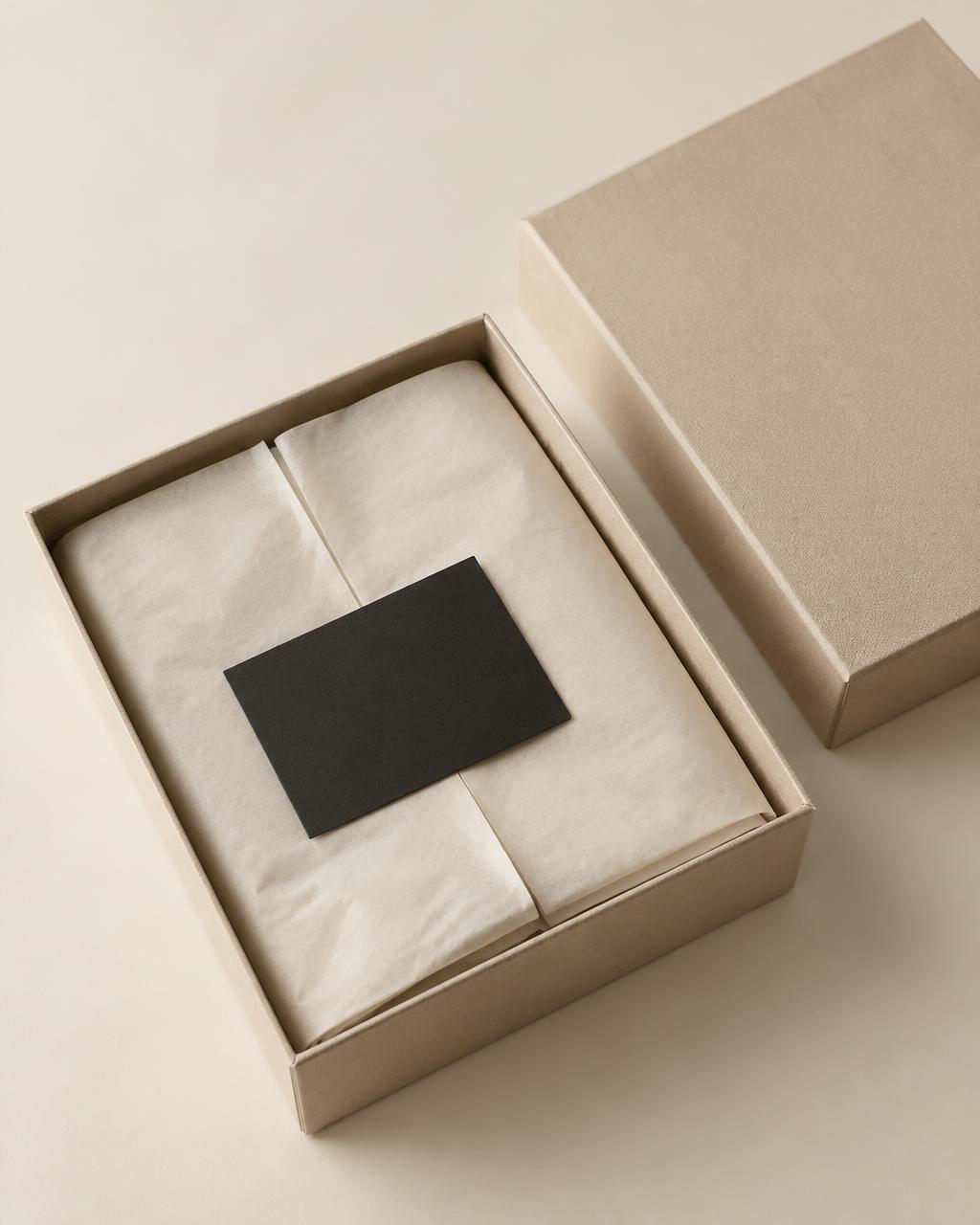 Open, with unbleached tissue